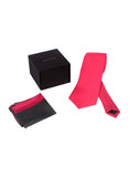 Chokore Plain Pink color silk tie & Two-in-one Dark Grey & Wine Pink from the Solids Line Silk Pocket Square set