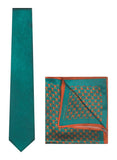 Chokore Plain Dark Sea Green Silk Tie & Floral Print Pocket Square set