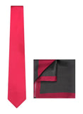 Chokore Plain Pink color silk tie & Two-in-one Dark Grey & Wine Pink from the Solids Line Silk Pocket Square set