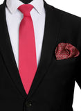 Chokore Plain Pink color silk tie & Indian at Heart design Wine Pink & Beige color Satin Silk Pocket Square set
