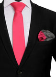 Chokore Plain Pink color silk tie & Two-in-one Dark Grey & Wine Pink from the Solids Line Silk Pocket Square set