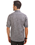 Chokore Men's Dark Grey and White Cotton Casual Shirt