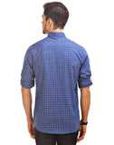 Chokore Men's Blue and White Cotton Casual Shirt