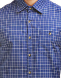 Chokore Men's Blue and White Cotton Casual Shirt
