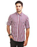 Chokore Men's White and Red Cotton Casual Shirt