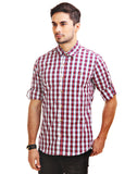 Chokore Men's White and Red Cotton Casual Shirt