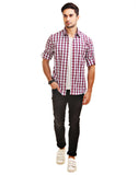 Chokore Men's White and Red Cotton Casual Shirt
