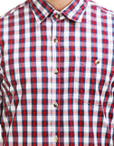 Chokore Men's White and Red Cotton Casual Shirt