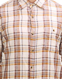 Chokore Men's Off White & Brown Cotton Casual Shirt