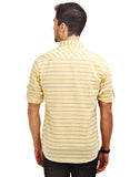 Chokore Men's Yellow & Blue Cotton Casual Shirt