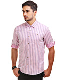 Chokore Men's Pink & Blue Cotton Casual Shirt