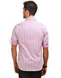 Chokore Men's Pink & Blue Cotton Casual Shirt