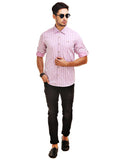 Chokore Men's Pink & Blue Cotton Casual Shirt
