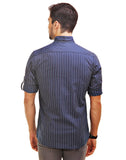 Chokore Men's Blue & Multi-coloured Striped Cotton Casual Shirt
