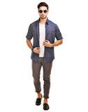 Chokore Men's Blue & Multi-coloured Striped Cotton Casual Shirt