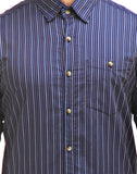 Chokore Men's Blue & Multi-coloured Striped Cotton Casual Shirt