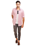 Chokore Men's White & Red Striped Cotton Casual Shirt