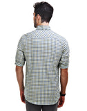 Chokore Men's Off White with Blue & Green Checks Cotton Casual Shirt