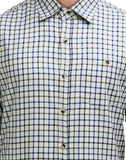 Chokore Men's Off White with Blue & Green Checks Cotton Casual Shirt