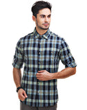 Chokore Men's Blue & Yellow Cotton Casual Shirt