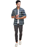 Chokore Men's Blue & Yellow Cotton Casual Shirt