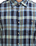 Chokore Men's Blue & Yellow Cotton Casual Shirt
