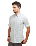 Chokore Men's White & Green Cotton Casual Shirt