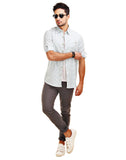 Chokore Men's White & Green Cotton Casual Shirt