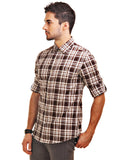 Chokore Men's Off White & Brown Cotton Casual Shirt