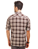 Chokore Men's Off White & Brown Cotton Casual Shirt