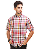 Chokore Men's White with Multicolour Checks Cotton Casual Shirt