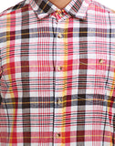 Chokore Men's White with Multicolour Checks Cotton Casual Shirt