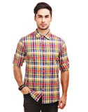 Chokore Men's  Multi-coloured Checks Cotton Casual Shirt