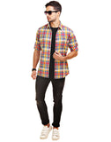 Chokore Men's  Multi-coloured Checks Cotton Casual Shirt