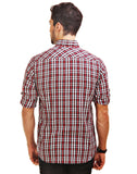 Chokore Men's White with Red and Black Checks Cotton Casual Shirt