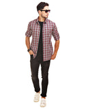 Chokore Men's White with Red and Black Checks Cotton Casual Shirt
