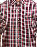 Chokore Men's White with Red and Black Checks Cotton Casual Shirt