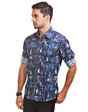 Chokore Men's Shades of Blue Cotton Casual Shirt