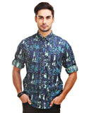Chokore Men's Blue & Green Cotton Casual Shirt