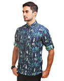Chokore Men's Blue & Green Cotton Casual Shirt