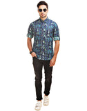 Chokore Men's Blue & Green Cotton Casual Shirt
