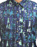 Chokore Men's Blue & Green Cotton Casual Shirt