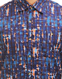 Chokore Men's Blue & Orange Cotton Casual Shirt