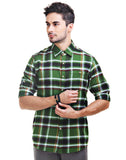 Chokore Men's Green & Grey Cotton Flannel Casual Shirt