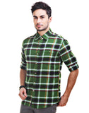 Chokore Men's Green & Grey Cotton Flannel Casual Shirt