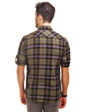 Chokore Men's Olive Green Cotton Flannel Casual Check Shirt