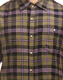 Chokore Men's Olive Green Cotton Flannel Casual Check Shirt
