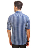 Chokore Men's Blue and White Cotton Flannel Casual Check Shirt