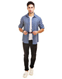Chokore Men's Blue and White Cotton Flannel Casual Check Shirt