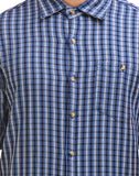 Chokore Men's Blue and White Cotton Flannel Casual Check Shirt